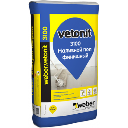 Наливной пол Weber Vetonit 3100 финишный, 20 кг Наливной пол Weber Vetonit 3100 финишный, 20 кг