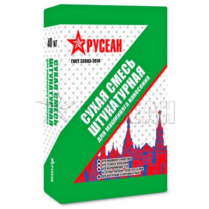 Сухая смесь  ШТУКАТУРНАЯ Русеан   для машинного нанесения,40 кг 